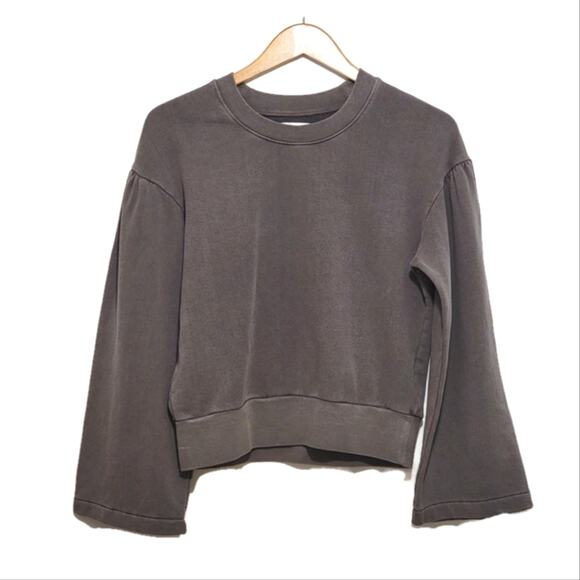 Madewell x Karen Walker Sweatshirt Top Crew Neck Wide Bell Sleeve Gray Size S - Picture 2 of 4